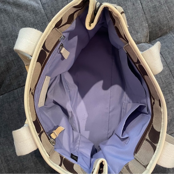 Coach Daisy Signature Khaki White/Cream Tote Purse - Picture 4 of 10